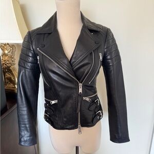All Saints Leather Jacket Halley Biker US2 UK6